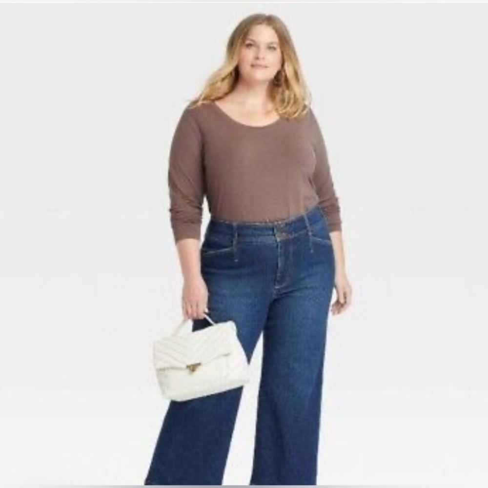 Ava & Viv™ Women's Plus Size Long Sleeve Relaxed T-Shirt Size 2X (20W/22W) Plum